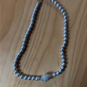 Judith Ripka Silver Pearl Necklace with Crystal Accent